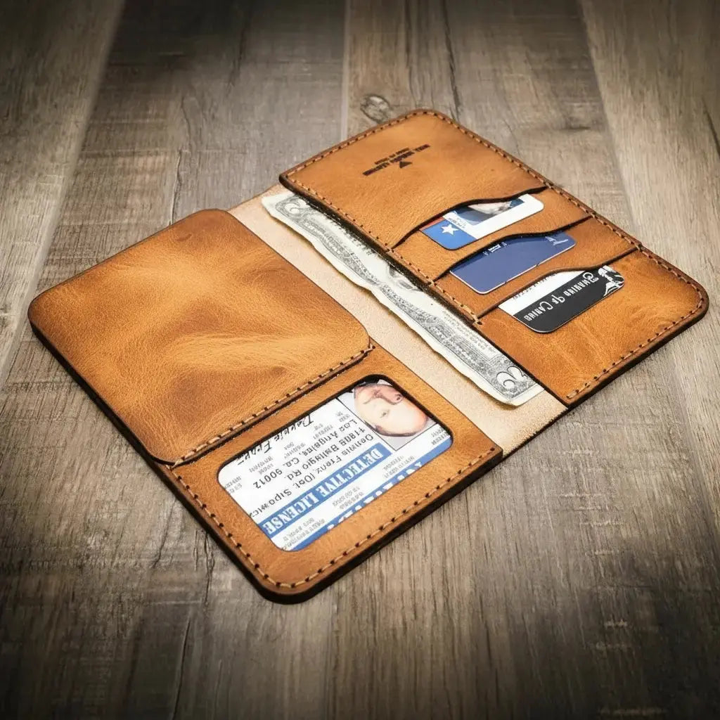Badge Long Wallet Bull Sheath Leather