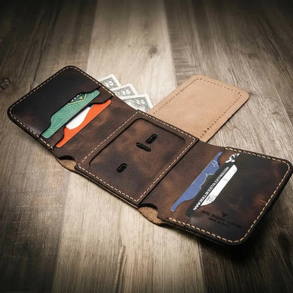 Badge Trifold Wallet Bull Sheath Leather