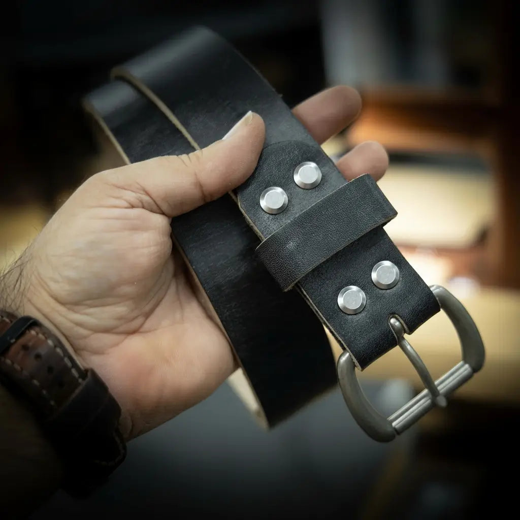 Men's Leather Belt - Black Bull Sheath Leather