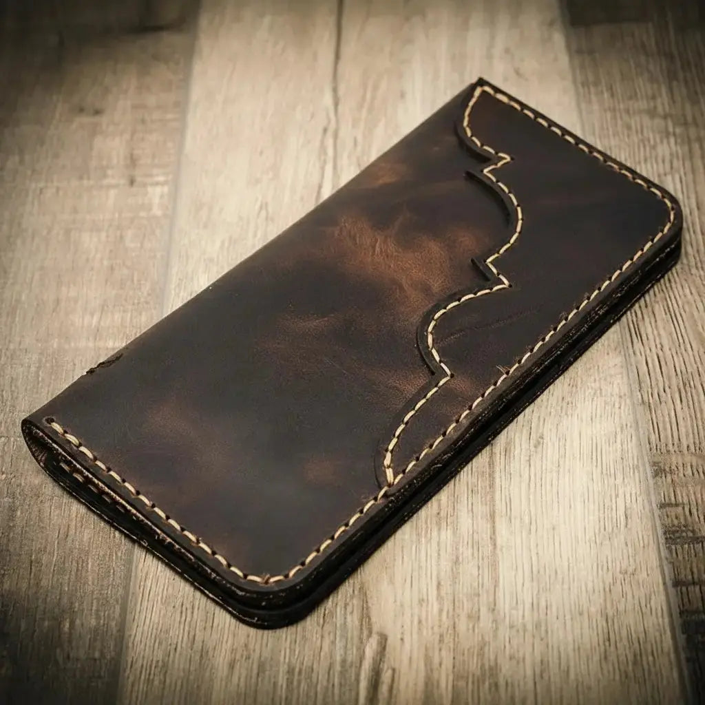 Western Long Wallet Bull Sheath Leather