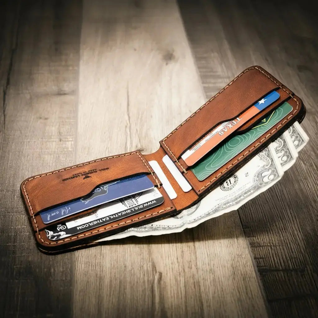 Western Bifold Wallet Bull Sheath Leather