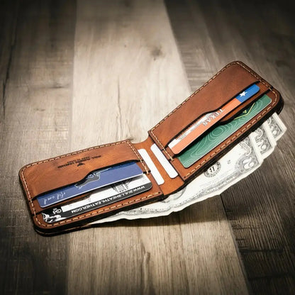 Western Bifold Wallet Bull Sheath Leather