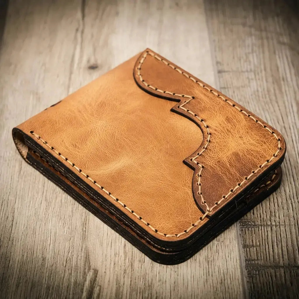 Western Bifold Wallet Bull Sheath Leather