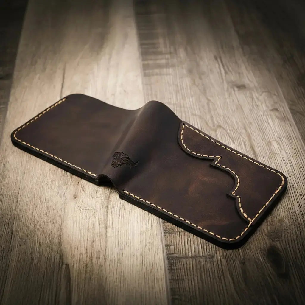 Western Bifold Wallet Bull Sheath Leather