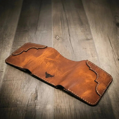Western Trifold Wallet Bull Sheath Leather