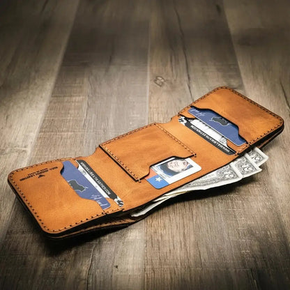 Western Trifold Wallet Bull Sheath Leather