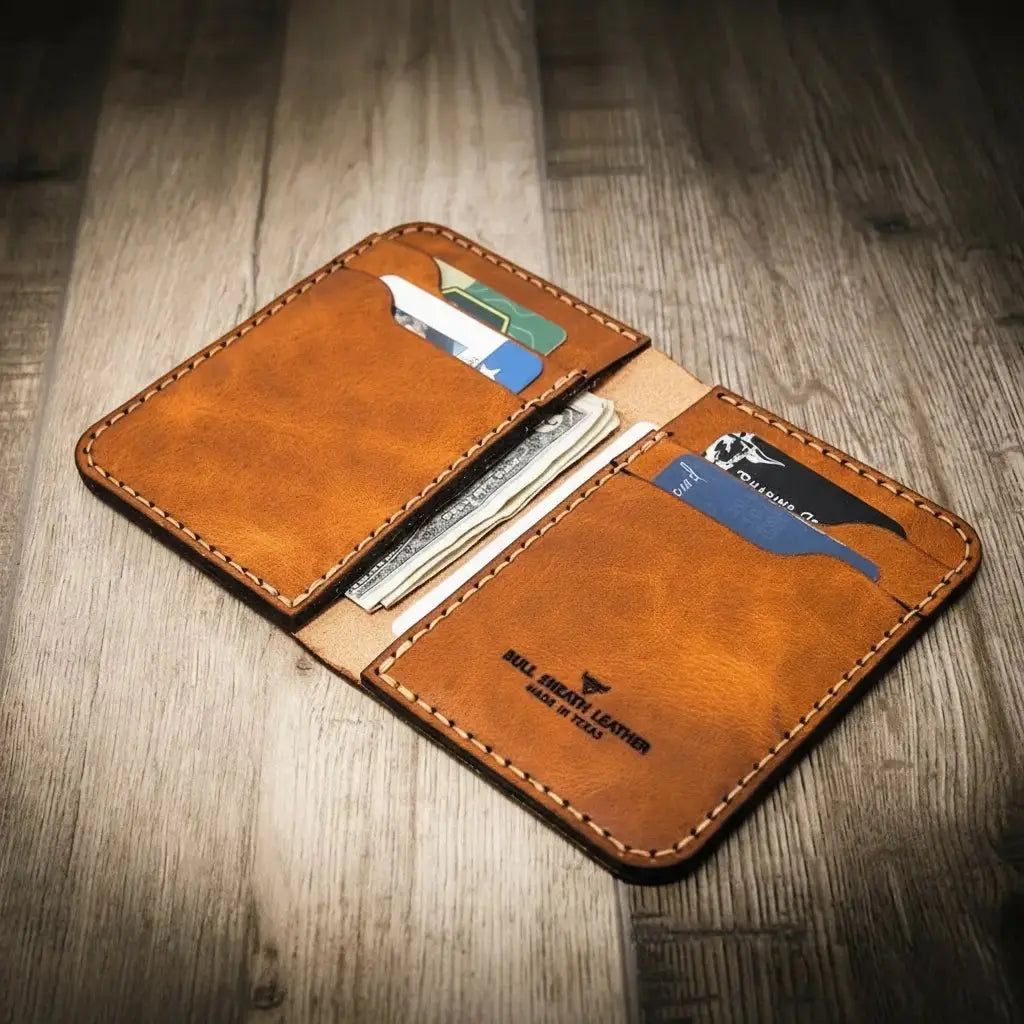 Western Vertical Wallet Bull Sheath Leather