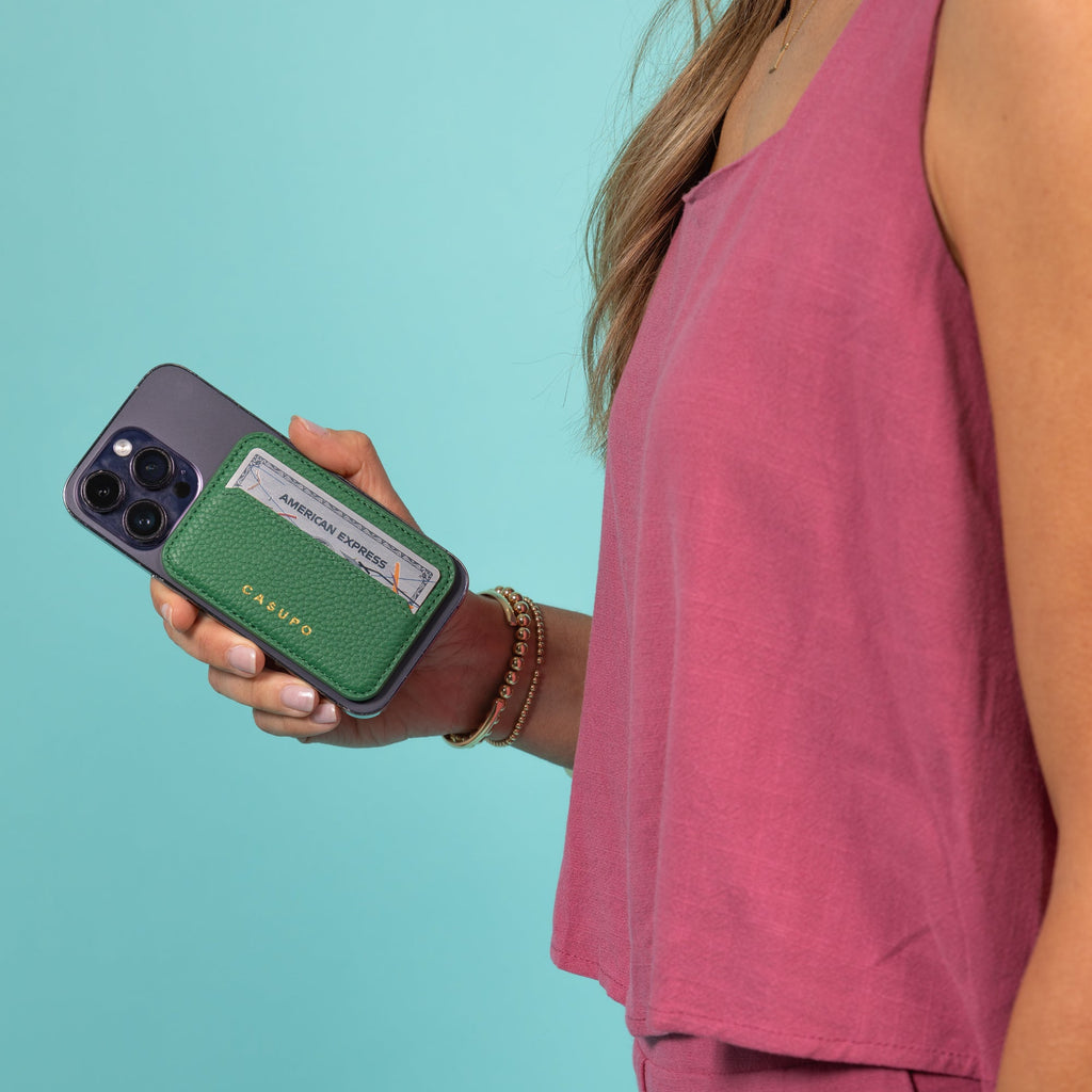 Mag Safe Leather Wallet with RFID - Green CASUPO