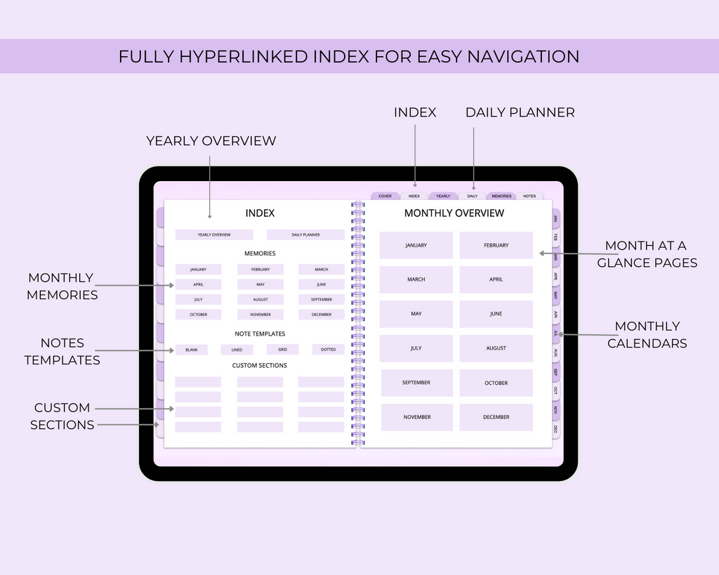 2026 Simply Elegant Digital Planner in Purple Jessica Autumn