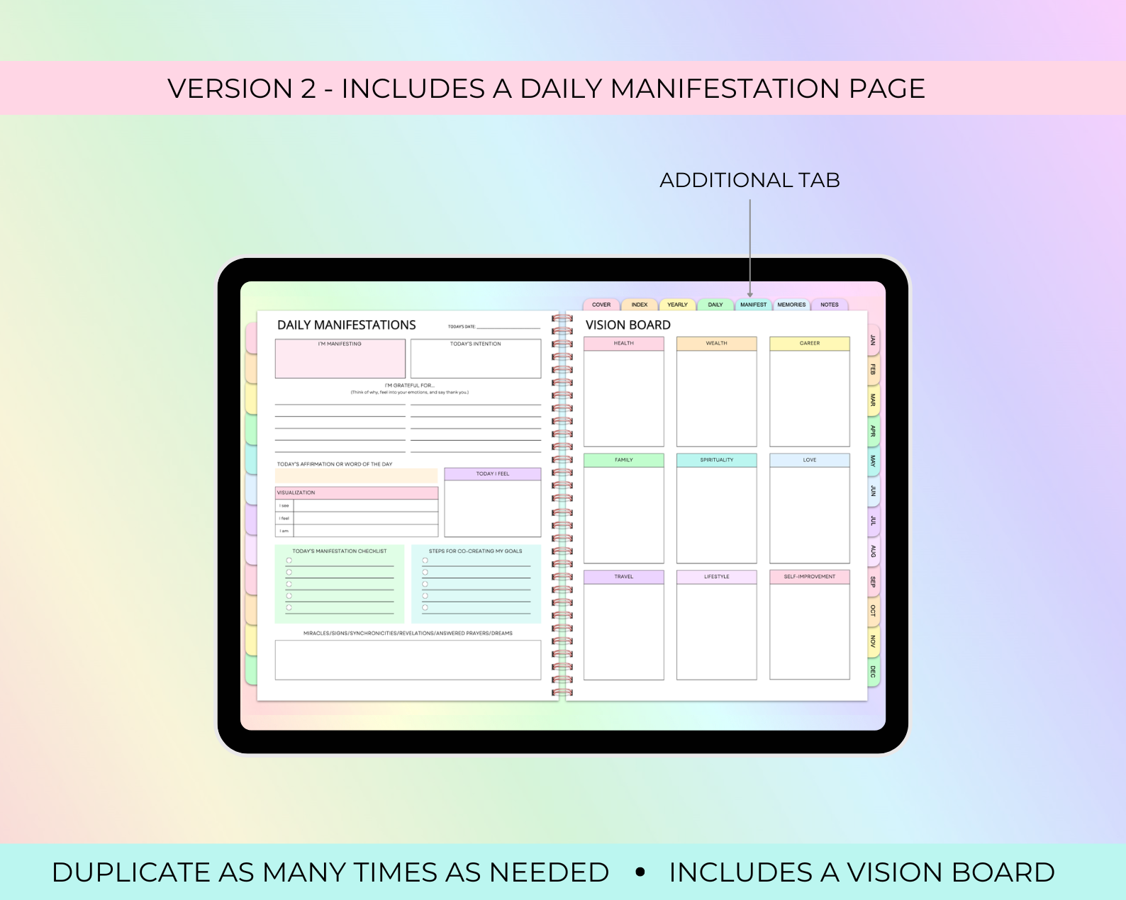 2026 Simply Elegant Digital Planner in Rainbow Jessica Autumn