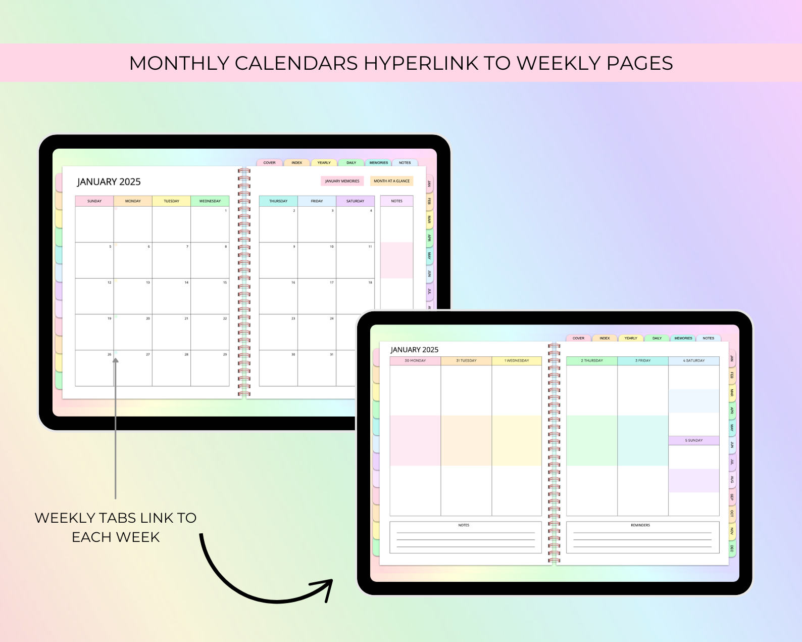 2026 Simply Elegant Digital Planner in Rainbow Jessica Autumn