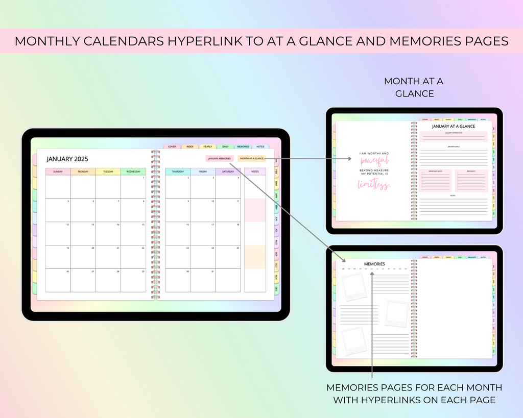 2026 Simply Elegant Digital Planner in Rainbow Jessica Autumn