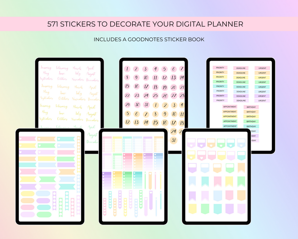 2026 Simply Elegant Digital Planner in Rainbow Jessica Autumn