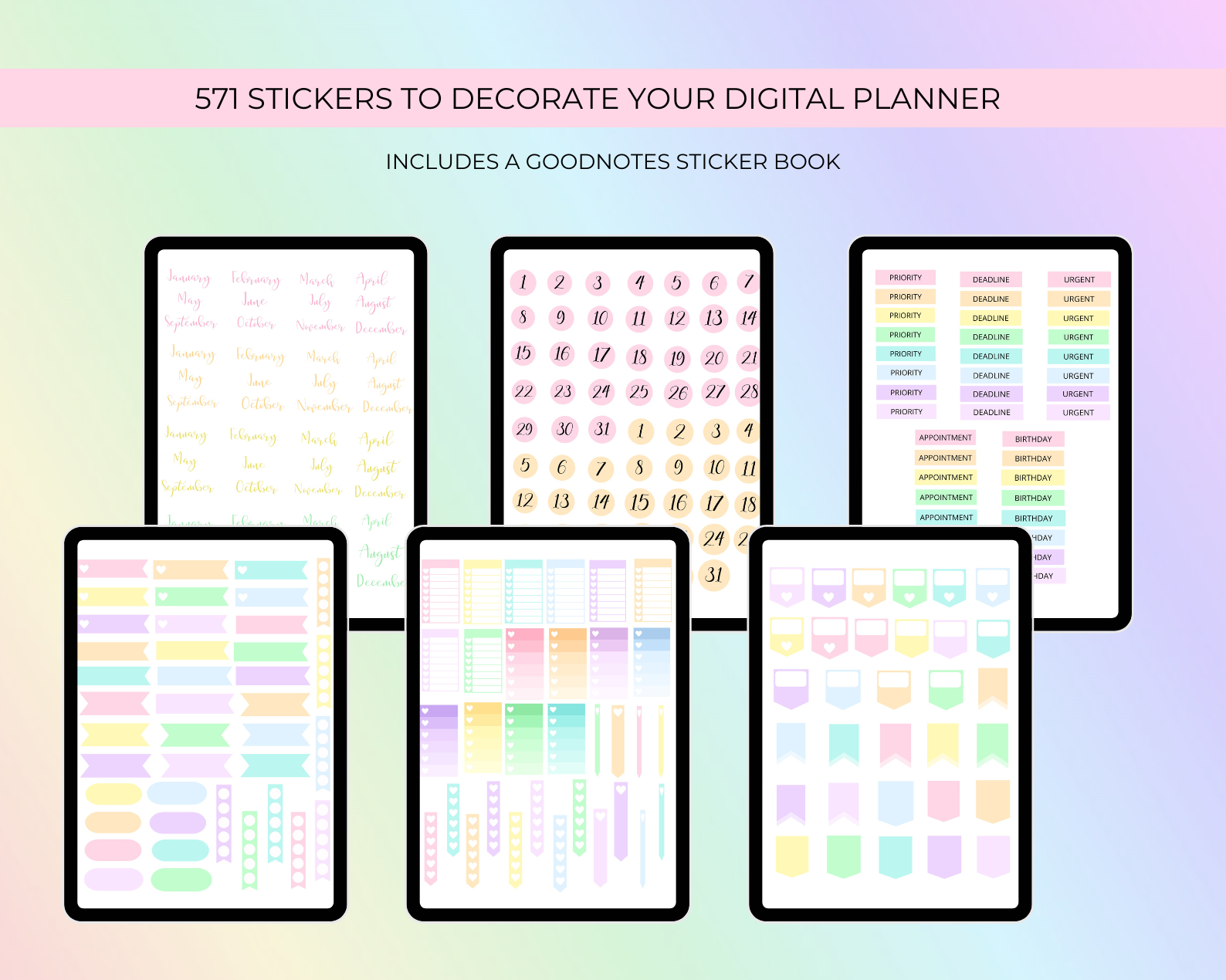 2026 Simply Elegant Digital Planner in Rainbow Jessica Autumn