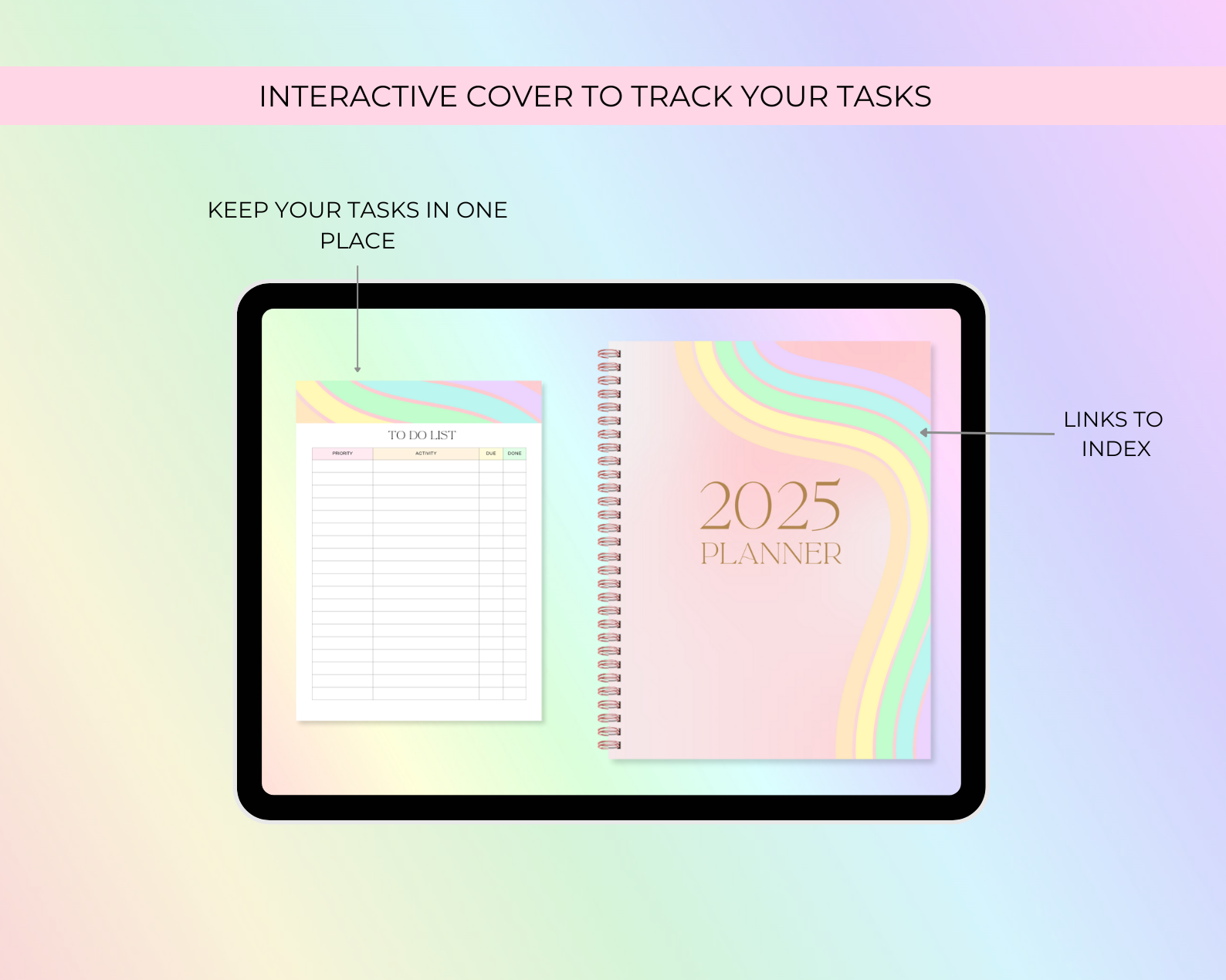 2026 Simply Elegant Digital Planner in Rainbow Jessica Autumn