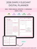 2026 Simply Elegant Digital Planner in Pink Jessica Autumn