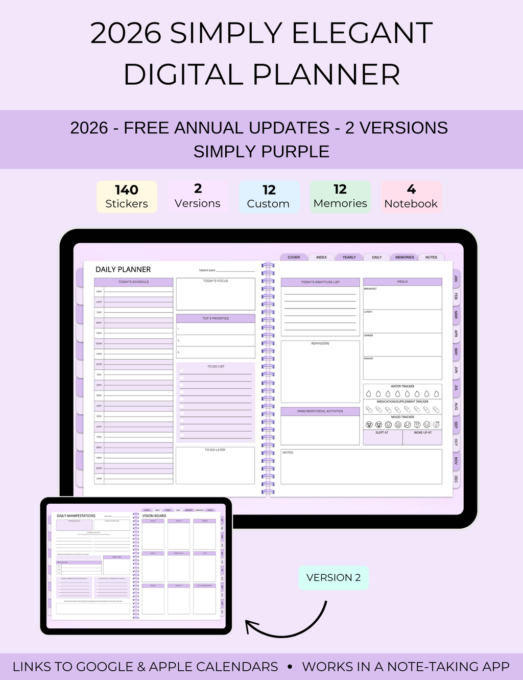 2026 Simply Elegant Digital Planner in Purple Jessica Autumn