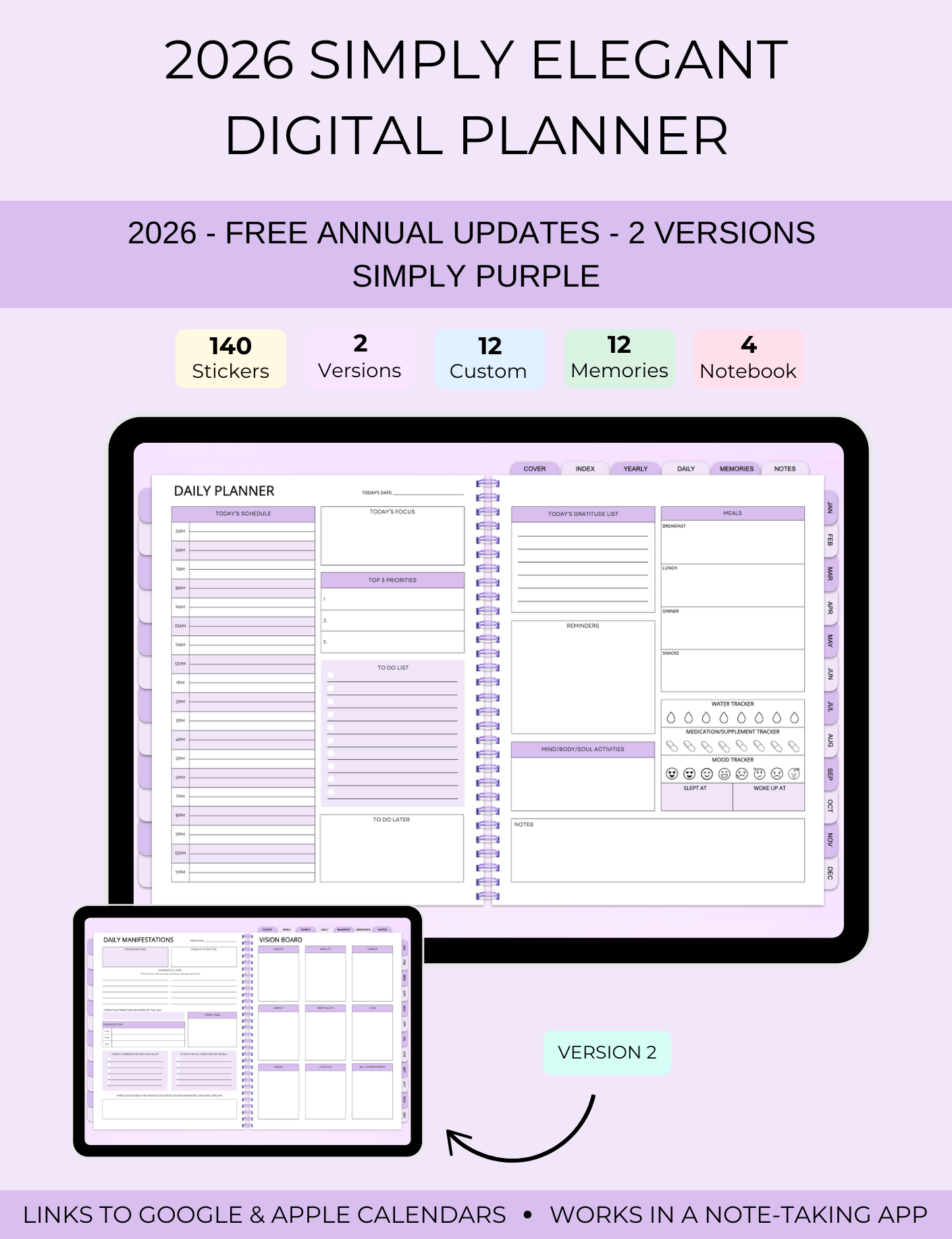 2026 Simply Elegant Digital Planner in Purple Jessica Autumn