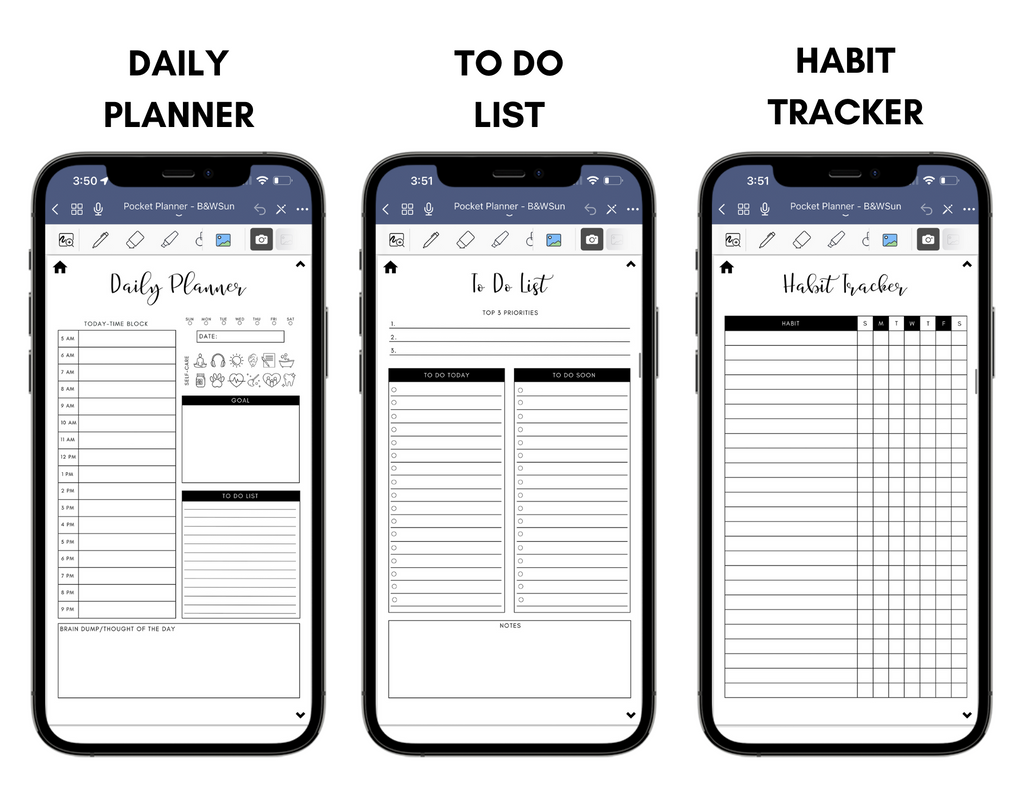 Digital Phone Planner Black Jessica Autumn
