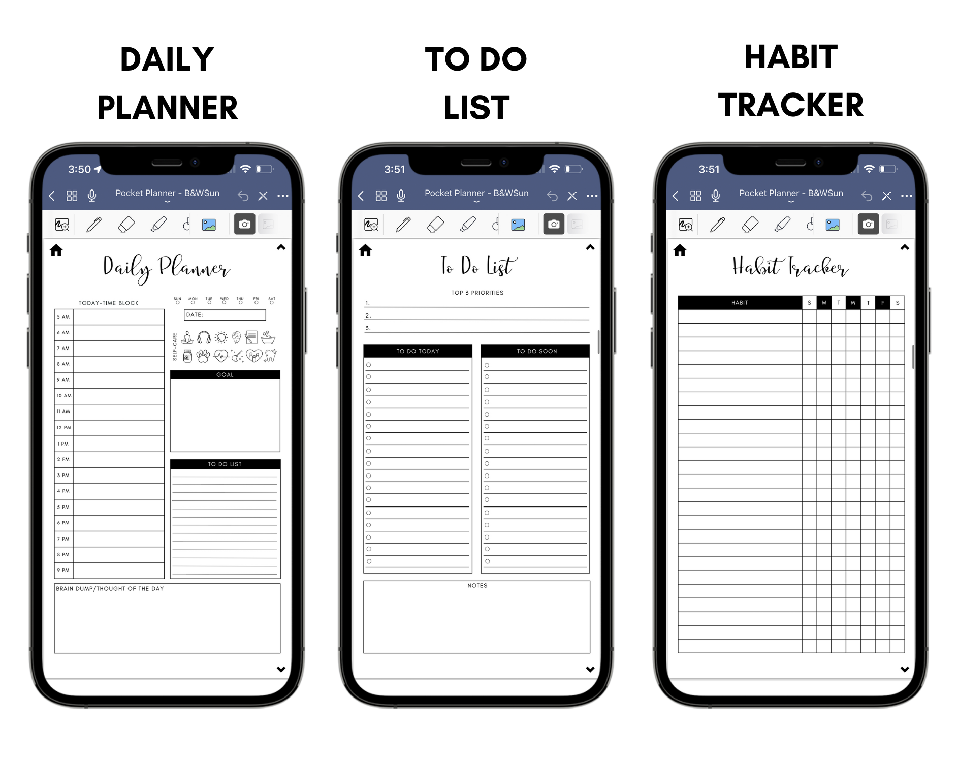 Digital Phone Planner Black Jessica Autumn