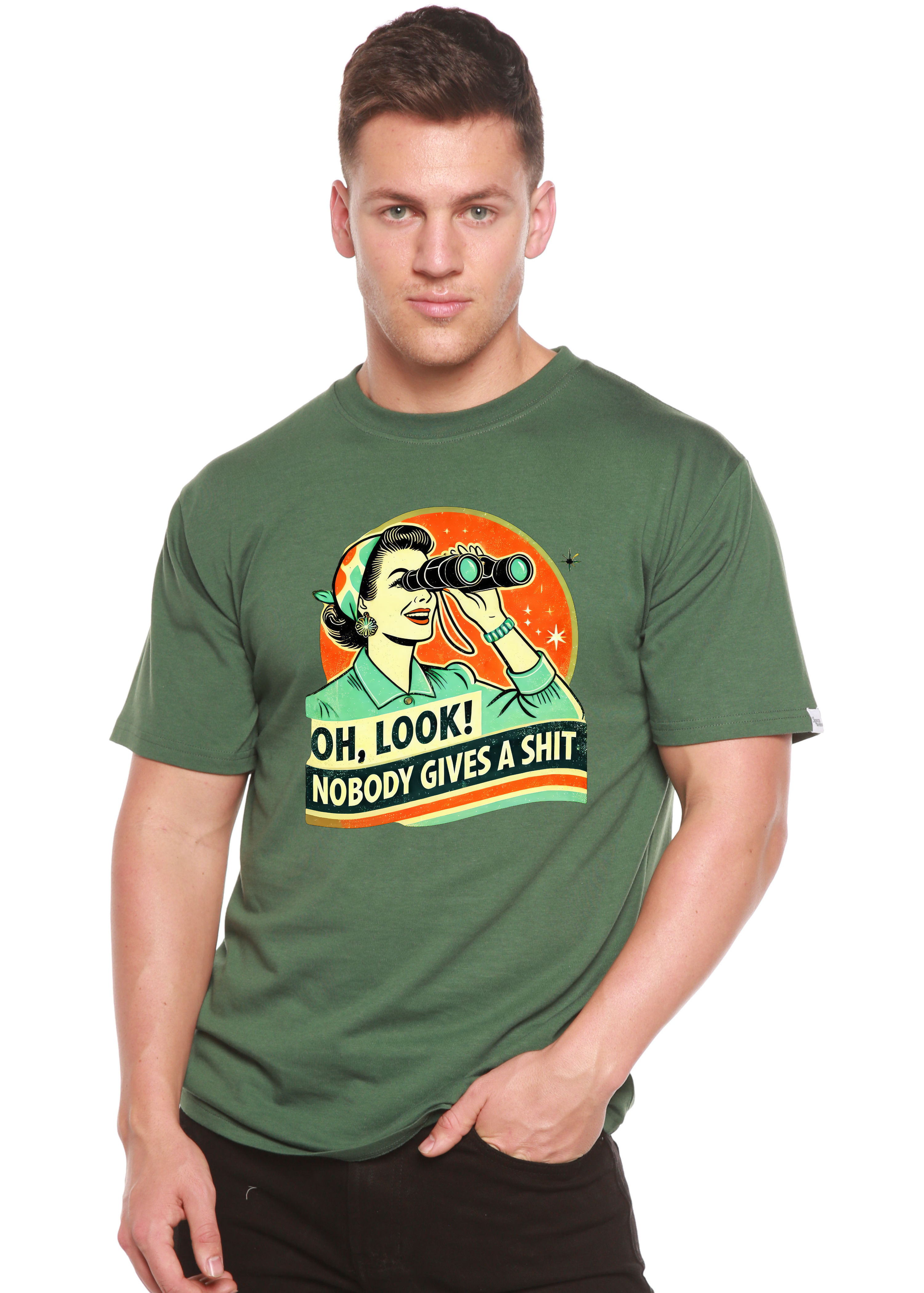 Funny Retro Woman Unisex Bamboo/Cotton Graphic T-Shirt Spun Bamboo