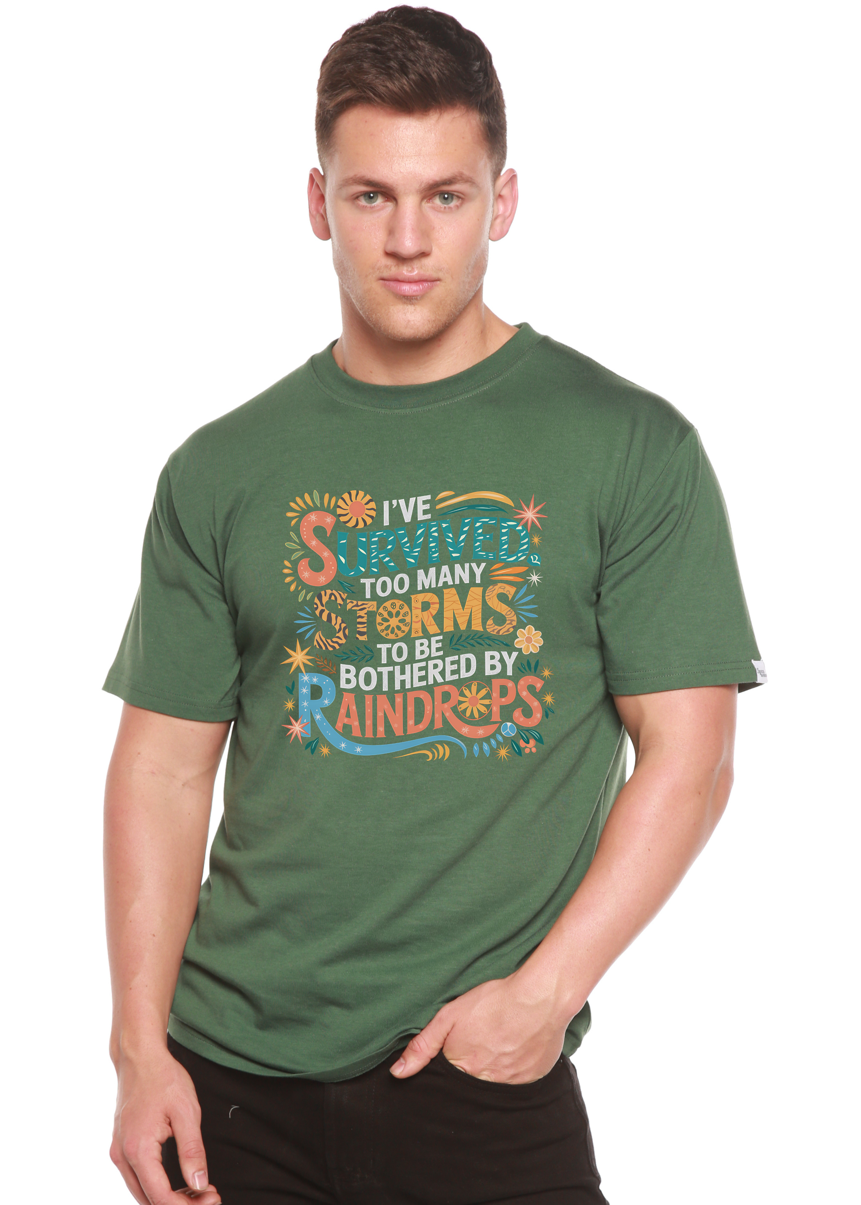 I've Survived Too Many Storms to Be Both Unisex Bamboo/Cotton Graphic T-Shirt Spun Bamboo
