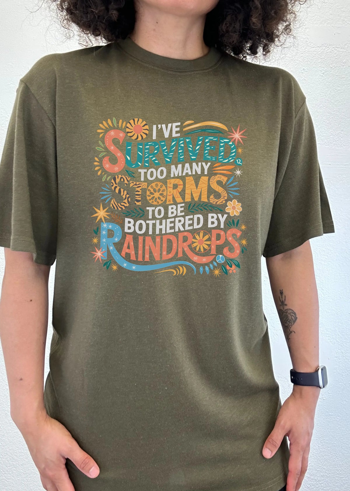 I've Survived Too Many Storms to Be Both Unisex Bamboo/Cotton Graphic T-Shirt Spun Bamboo