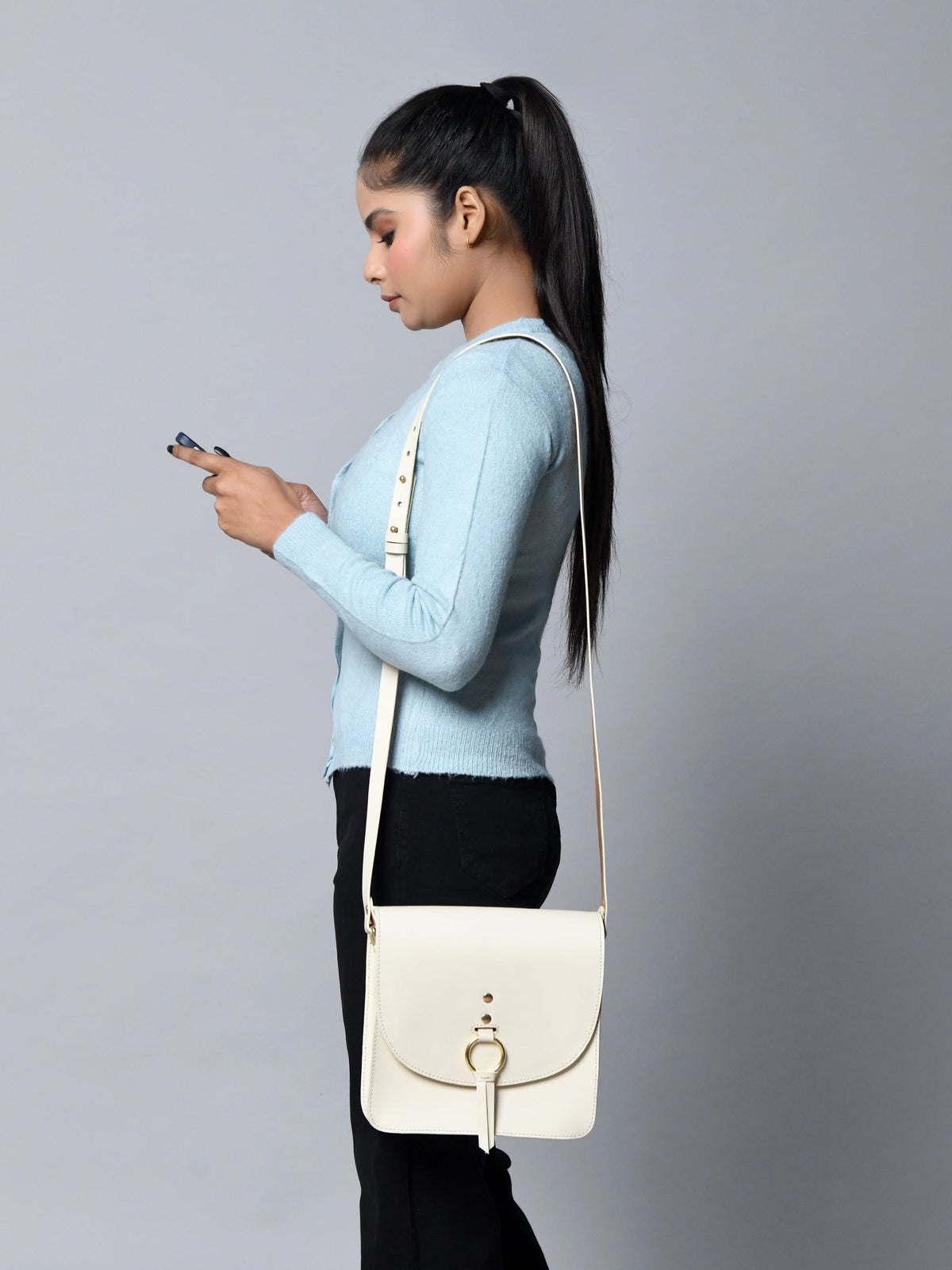 White Elegance Crossbody Sling Bag Classy Leather Bags