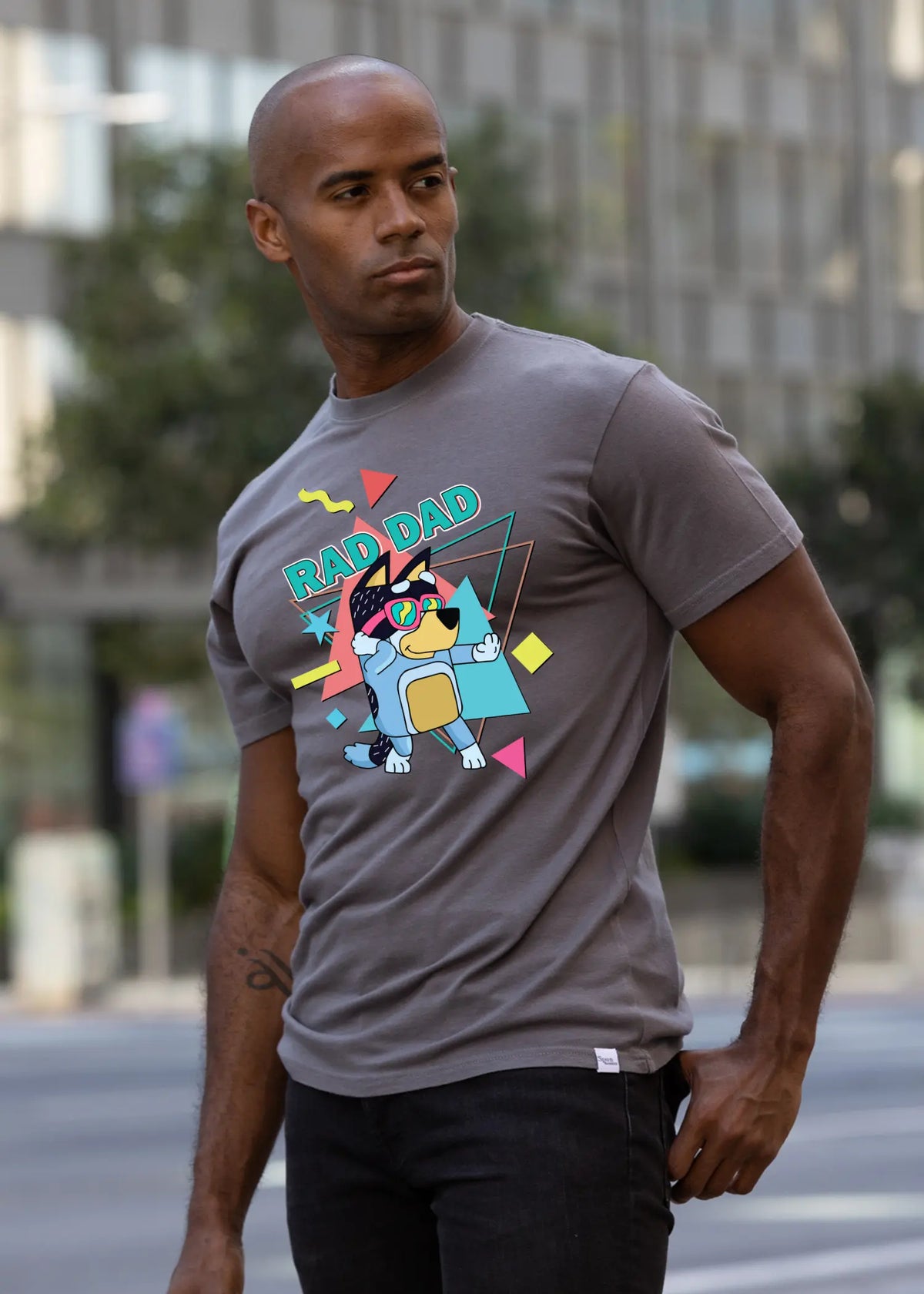 Rad Dad Bluey Men's Bamboo Short Sleeve Graphic T-Shirt Spun Bamboo