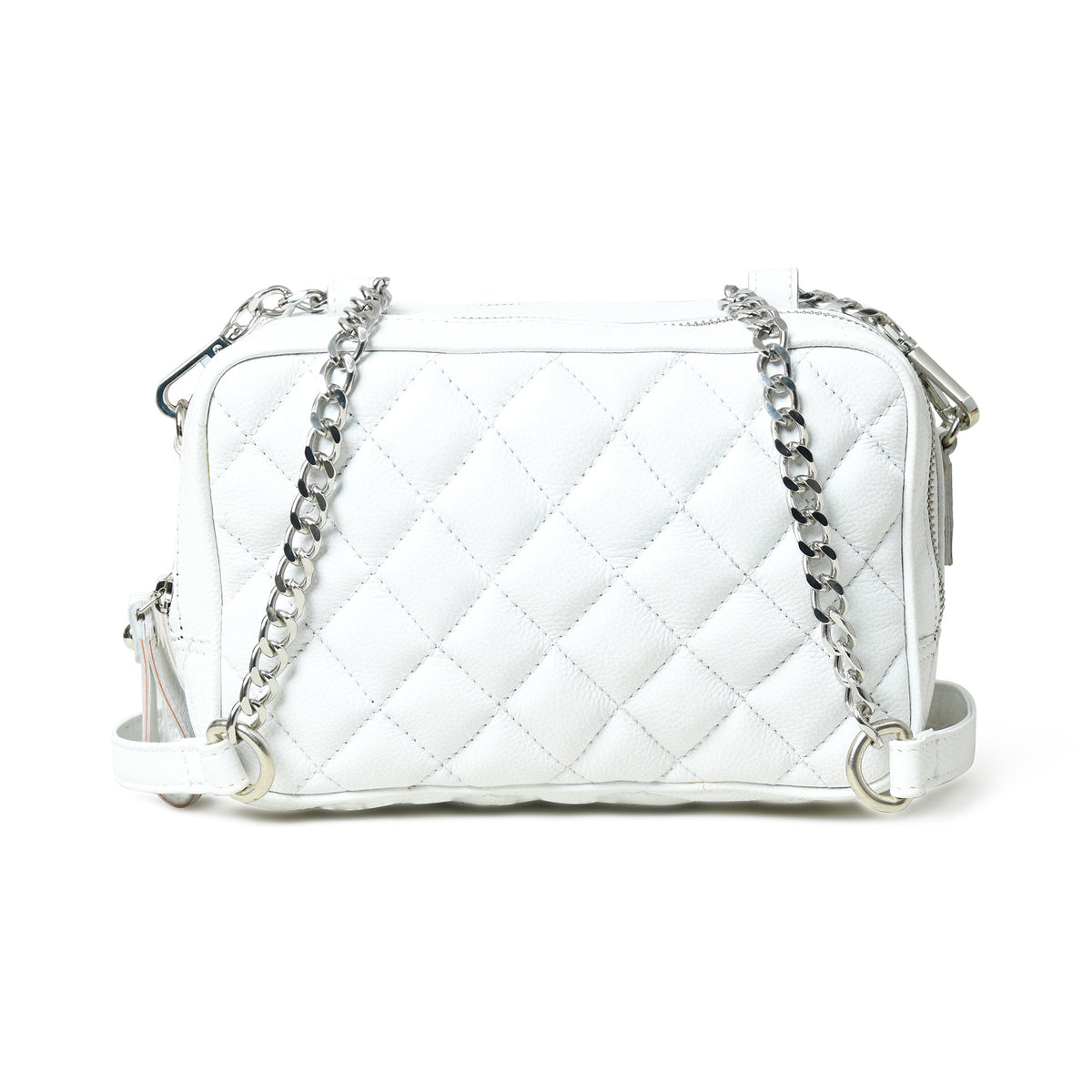 Mini Quilted Crossbody Bag, White Classy Leather Bags