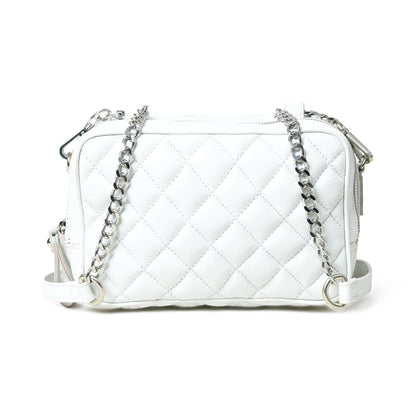 Mini Quilted Crossbody Bag, White Classy Leather Bags
