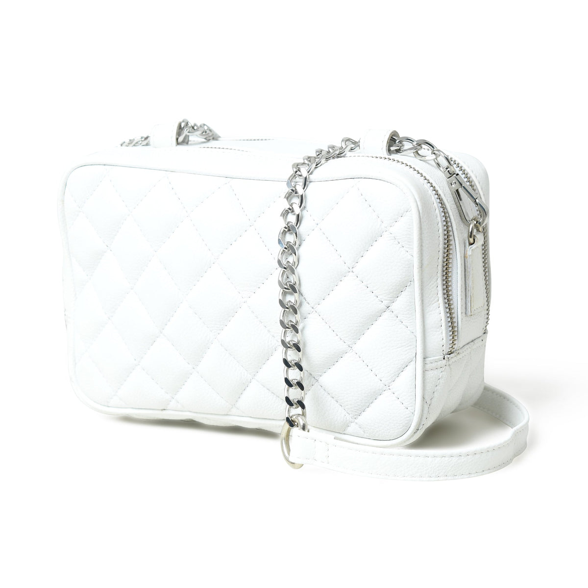 Mini Quilted Crossbody Bag, White Classy Leather Bags