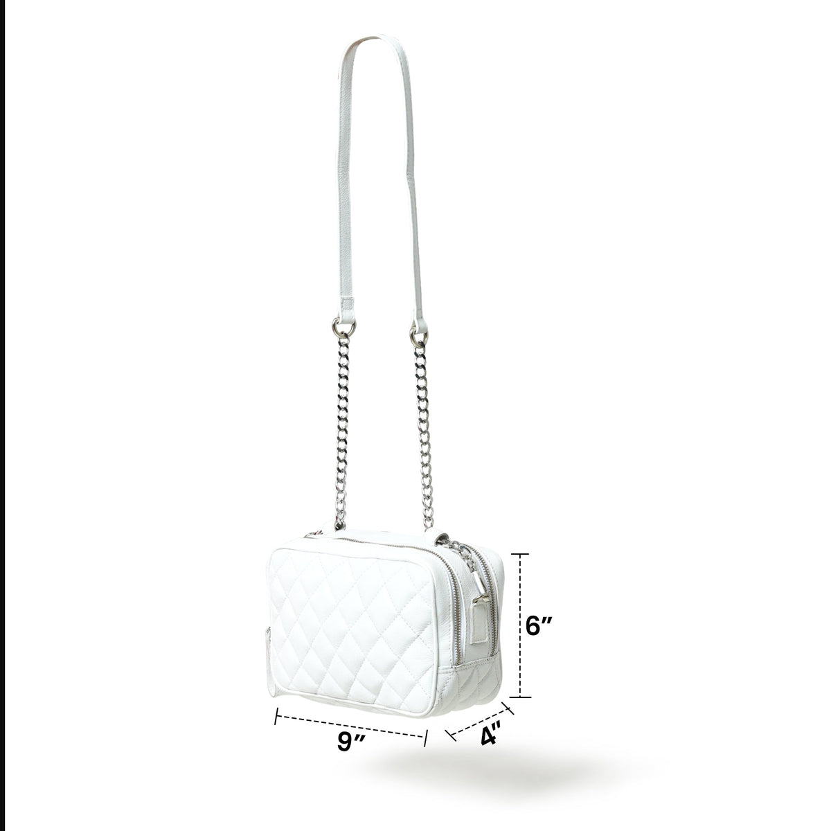 Mini Quilted Crossbody Bag, White Classy Leather Bags