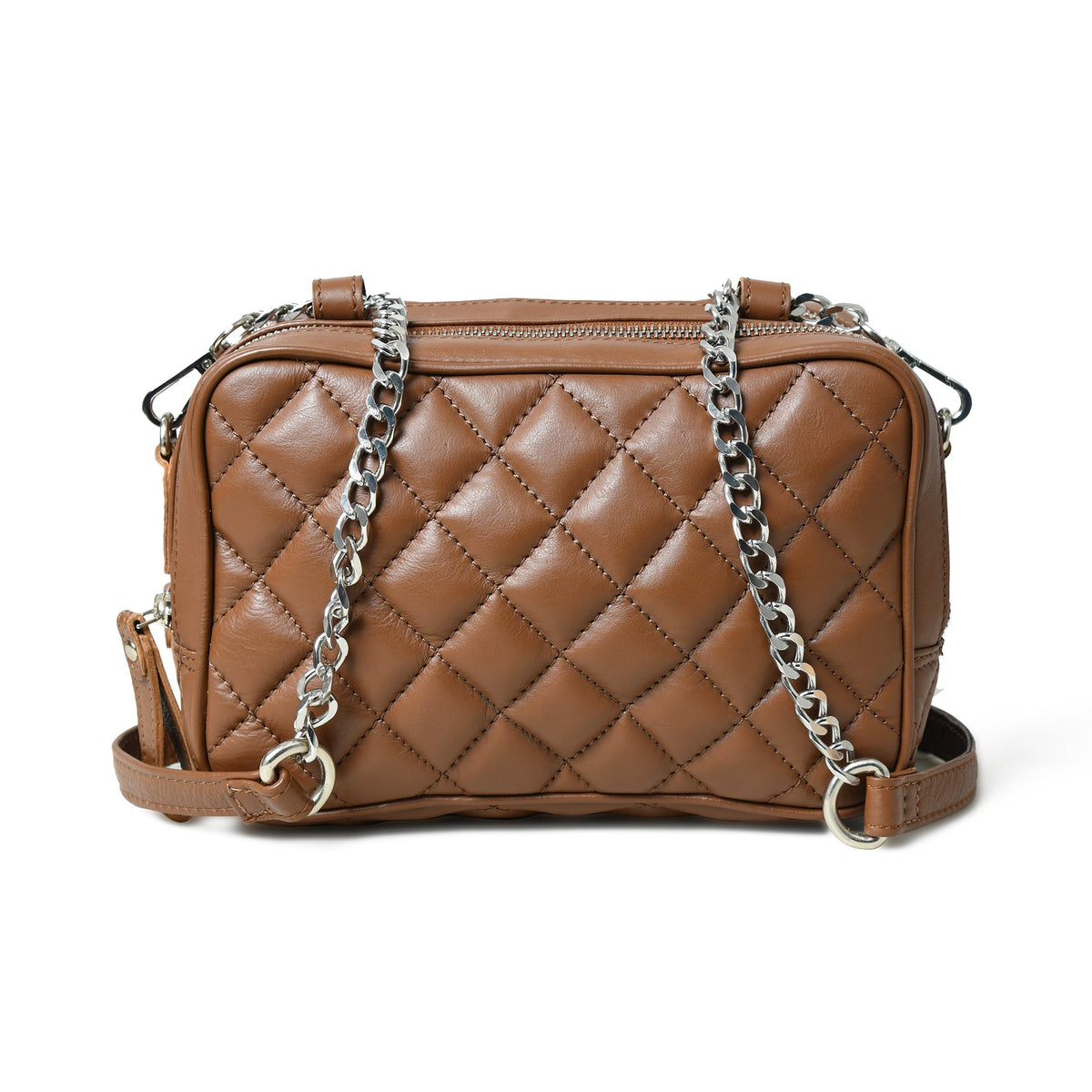 Mini Quilted Crossbody Bag, Rich Brown Classy Leather Bags