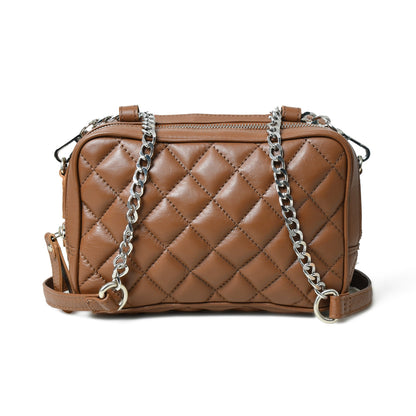 Mini Quilted Crossbody Bag, Rich Brown Classy Leather Bags