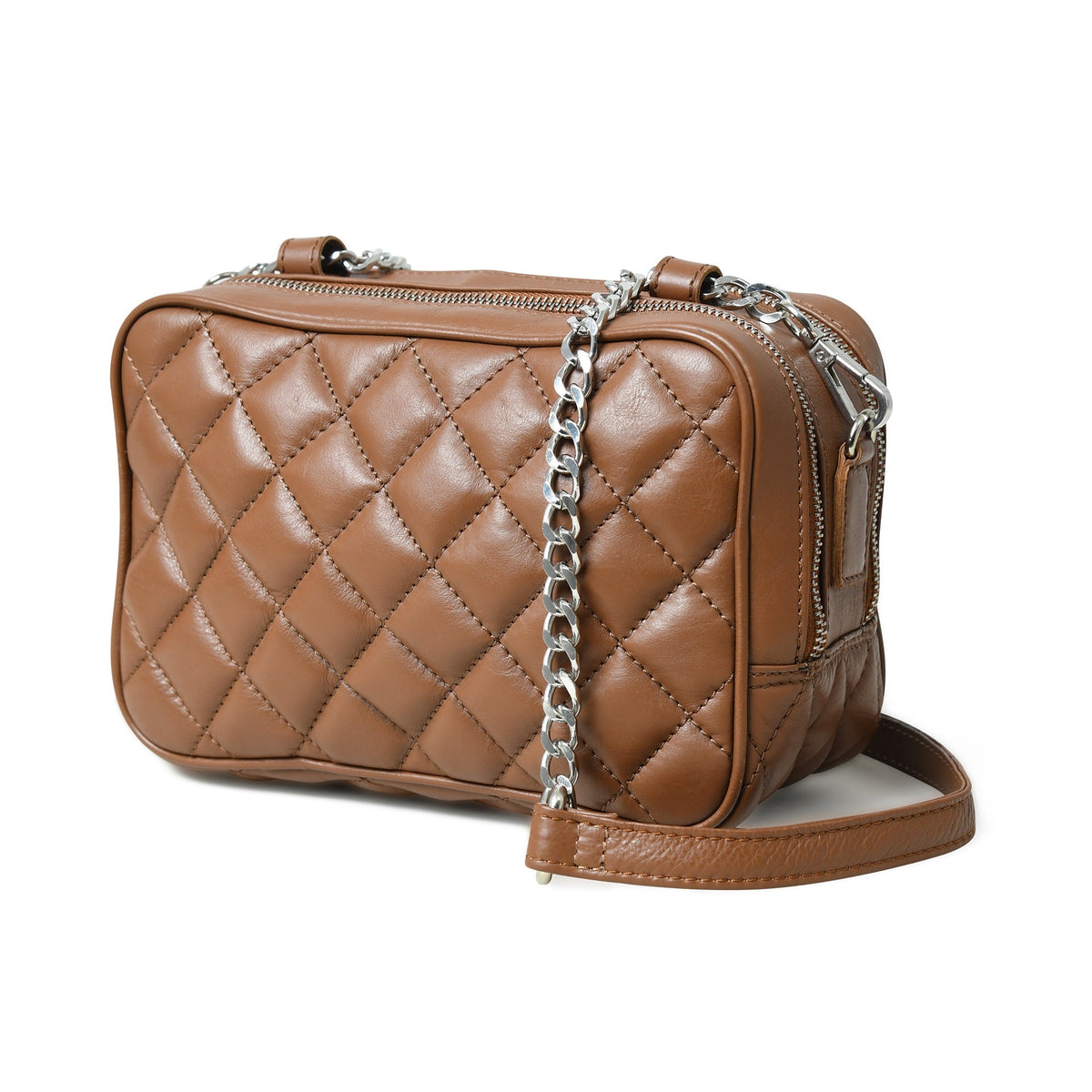 Mini Quilted Crossbody Bag, Rich Brown Classy Leather Bags