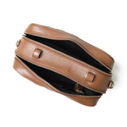 Mini Quilted Crossbody Bag, Rich Brown Classy Leather Bags