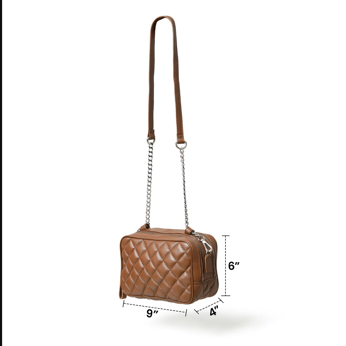 Mini Quilted Crossbody Bag, Rich Brown Classy Leather Bags