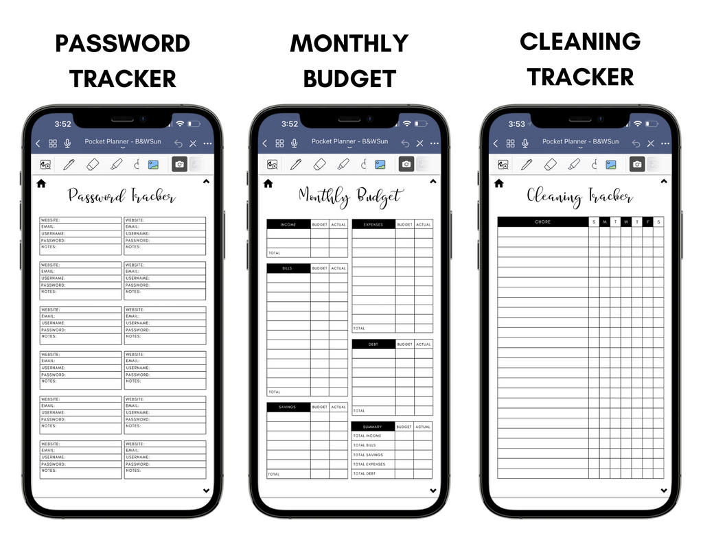 Digital Phone Planner Black Jessica Autumn