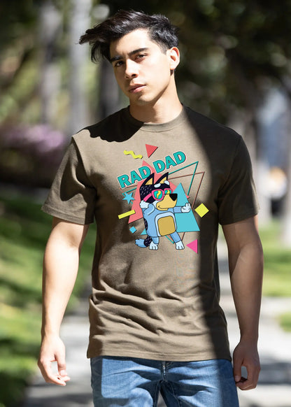 Rad Dad Bluey Men's Bamboo Short Sleeve Graphic T-Shirt Spun Bamboo
