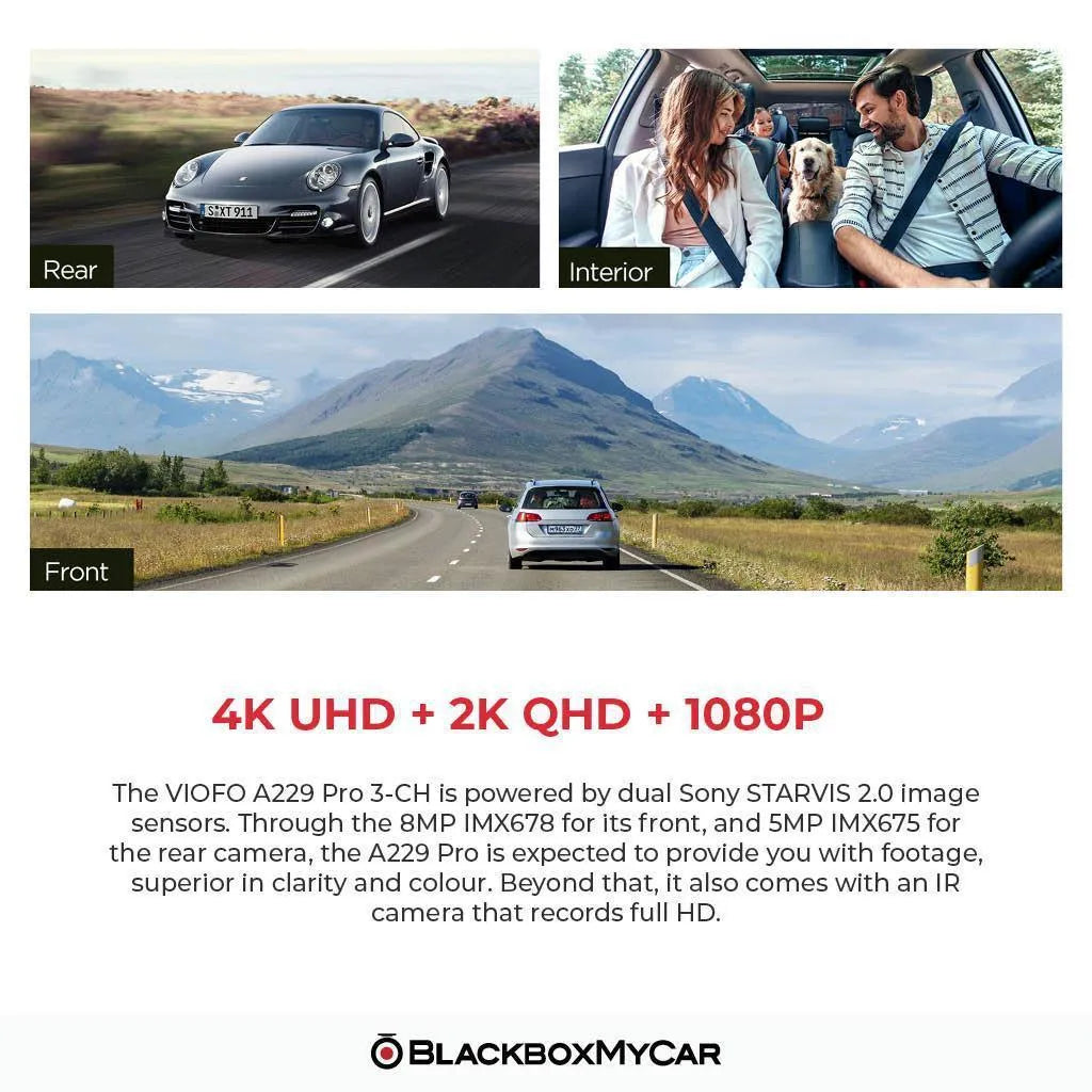 VIOFO A229 Pro 4K UHD 3-Channel Dash Cam BlackboxMyCar