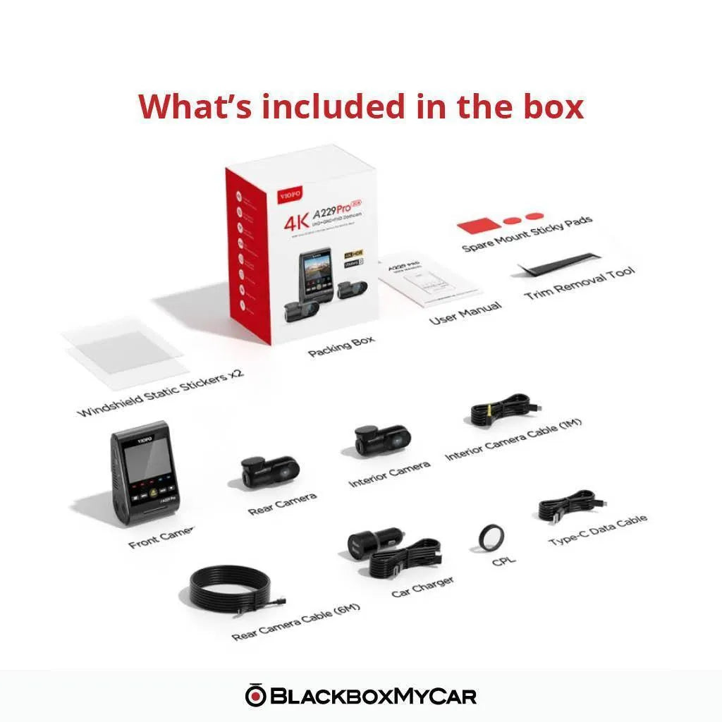 VIOFO A229 Pro 4K UHD 3-Channel Dash Cam BlackboxMyCar