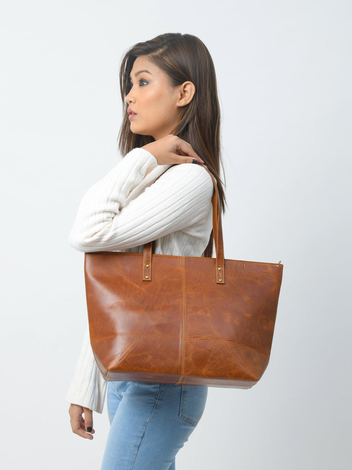 The Kim Tote Bag- Cocoa Brown Classy Leather Bags