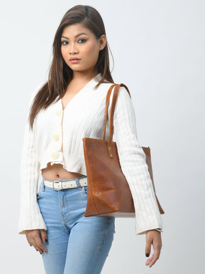 The Kim Tote Bag- Cocoa Brown Classy Leather Bags