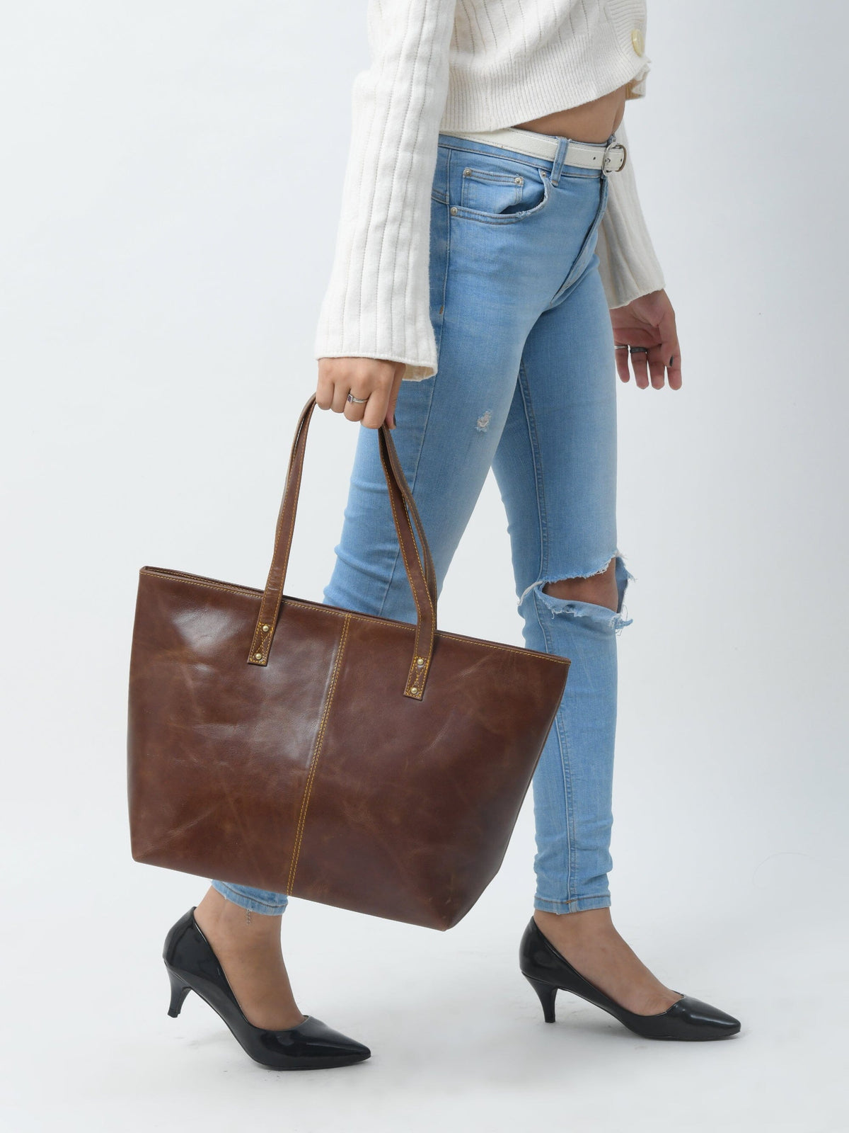 The Kim Tote Bag- Dark Brown Classy Leather Bags