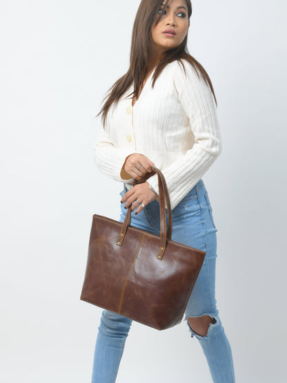 The Kim Tote Bag- Dark Brown Classy Leather Bags
