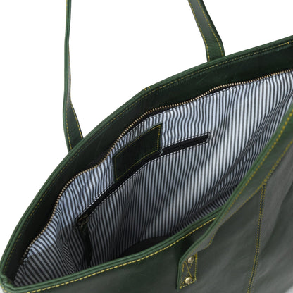 The Kim Tote Bag - Green Classy Leather Bags