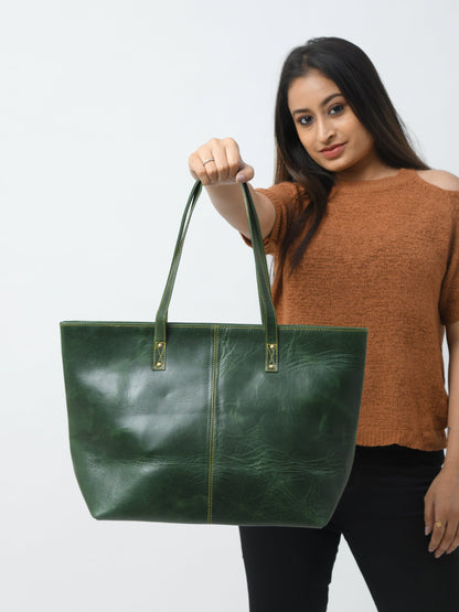 The Kim Tote Bag - Green Classy Leather Bags