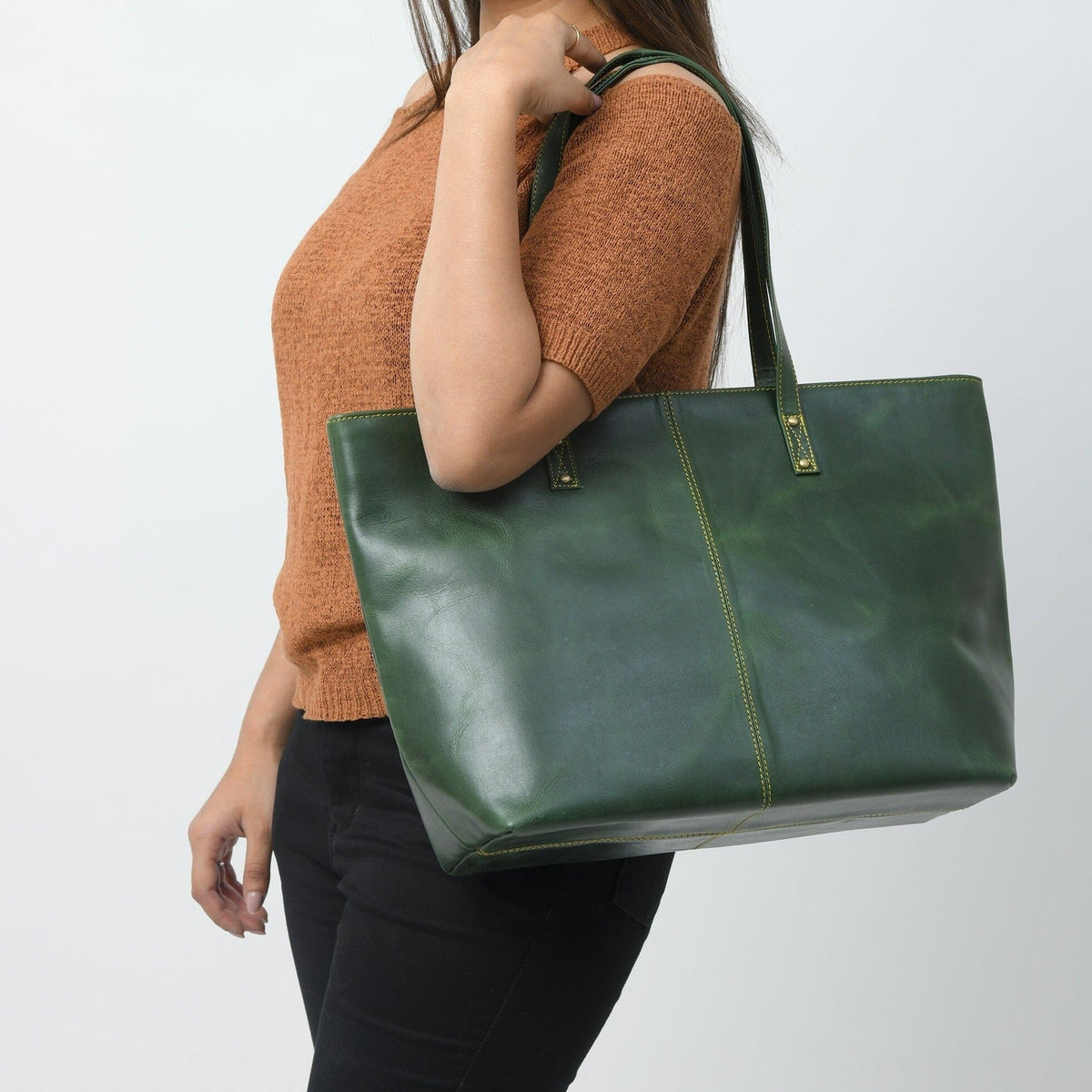The Kim Tote Bag - Green Classy Leather Bags