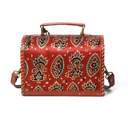 Maroon Mystique Ajrakh Satchel Purse Classy Leather Bags